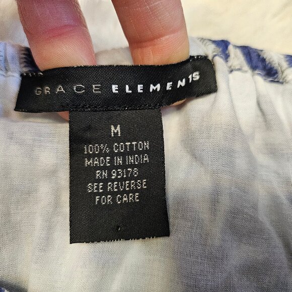 Grace Elements Women's 100% Cotton Blue Floral Off The Shoulder Midi Dress M - Picture 6 of 6